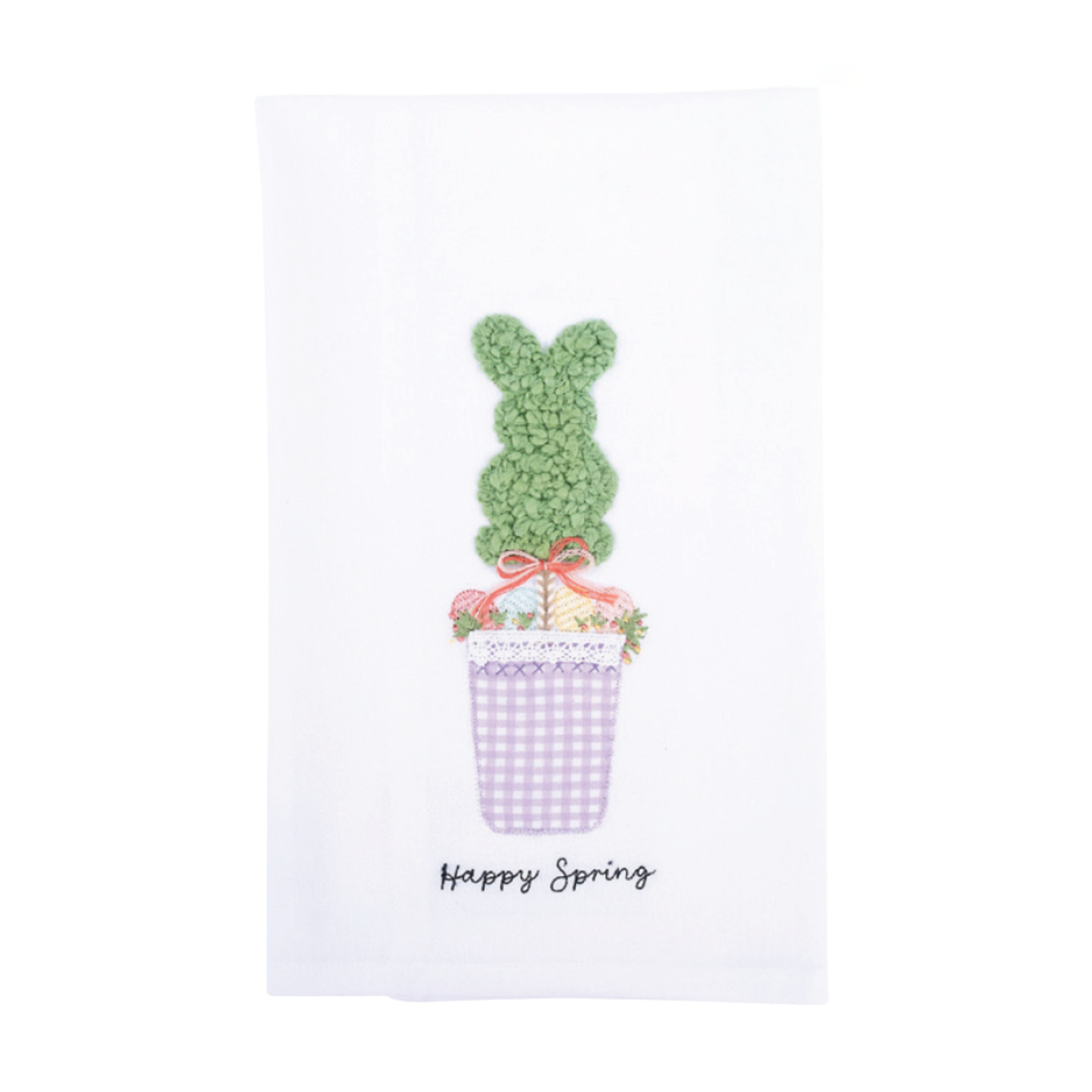 Happy Spring Bunny Topiary Tea Towel - Easter Decor