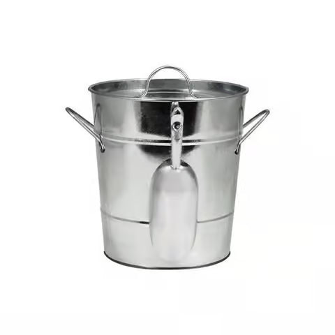 Galvanized Metal Ice Bucket with Lid & Scooper
