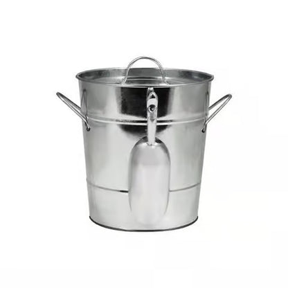Galvanized Metal Ice Bucket with Lid & Scooper