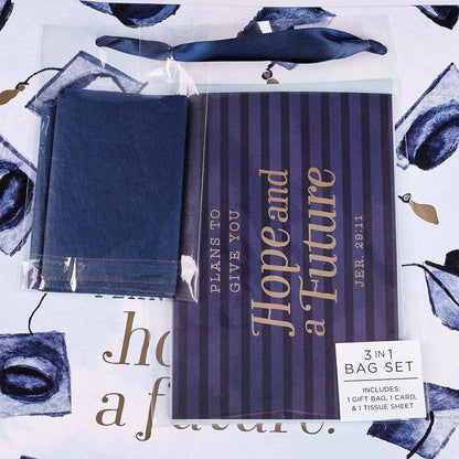 Hope & a Future Large Blue Gift Bag Set for Graduates with C