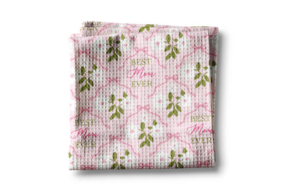 "Best Mom Ever" Mother's Day Gift Kitchen Towel Waffle