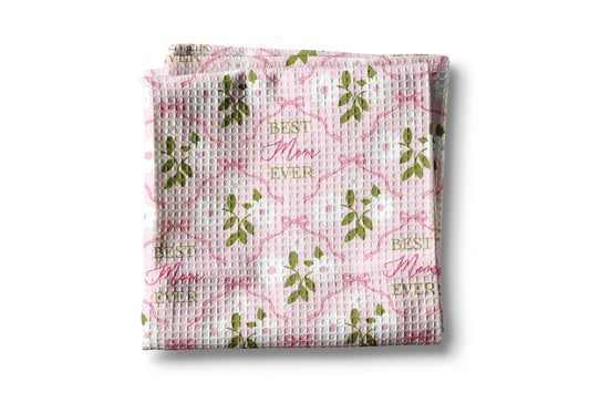 "Best Mom Ever" Mother's Day Gift Kitchen Towel Waffle