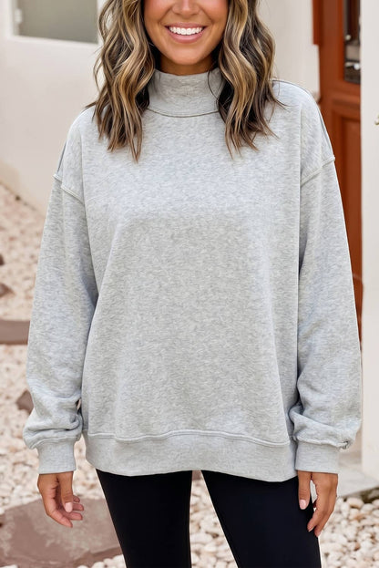 Oversize Reversible Mock Neck Sweatshirt