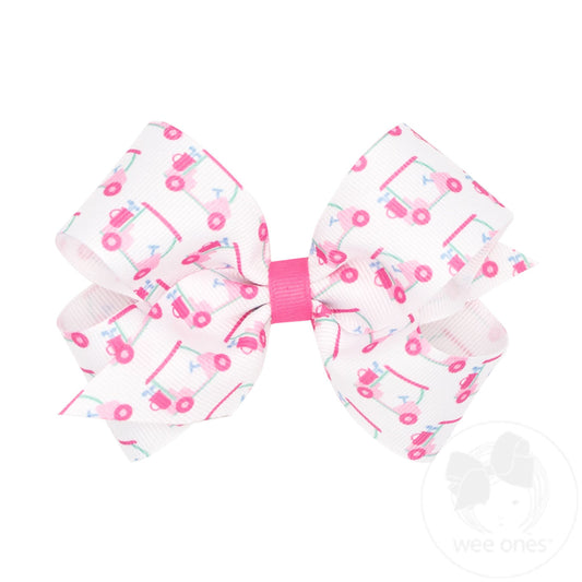 Medium Strawberry Print Country Club-Inspired Grosgrain Hair Bow