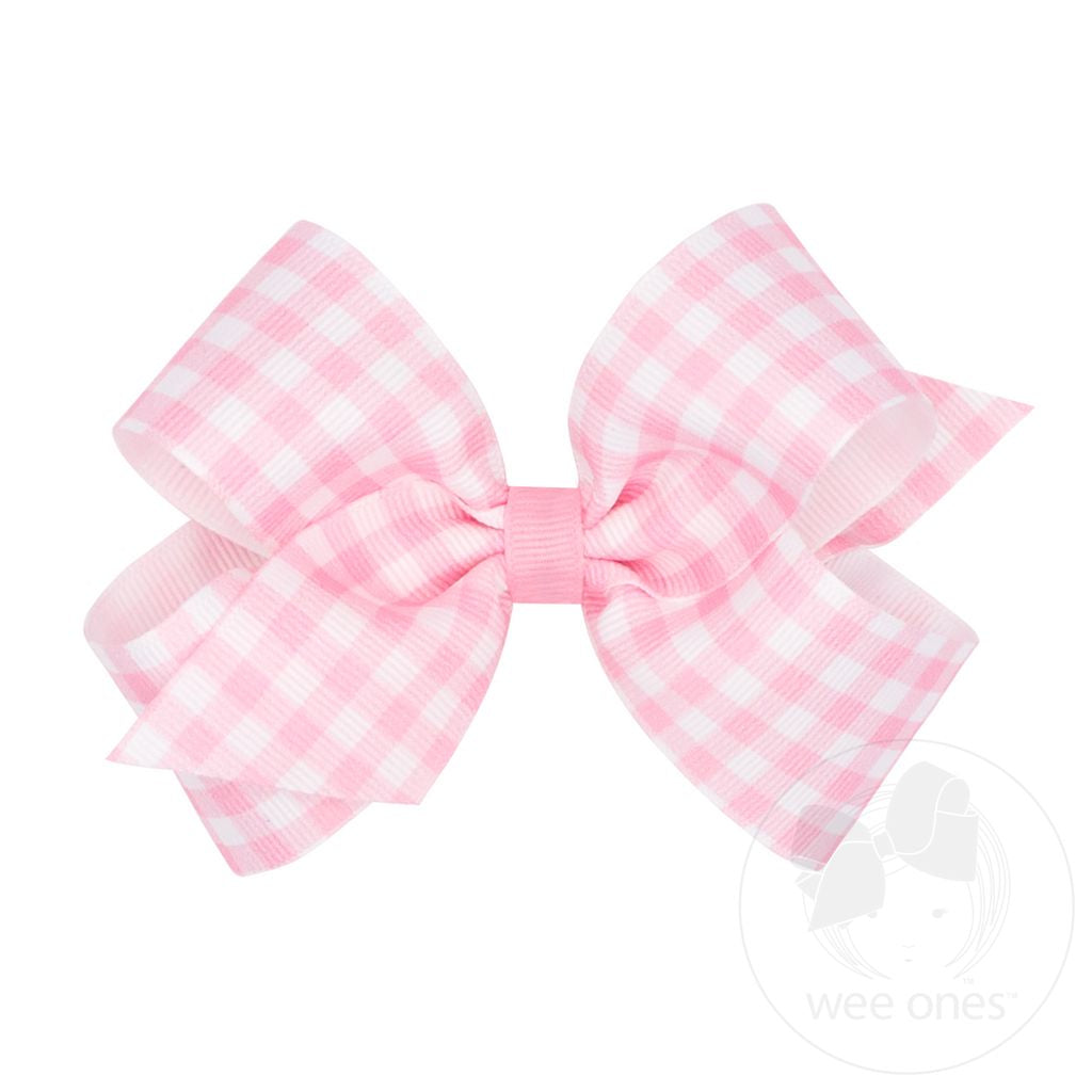 MED GINGHAM PRINT HAIR BOW