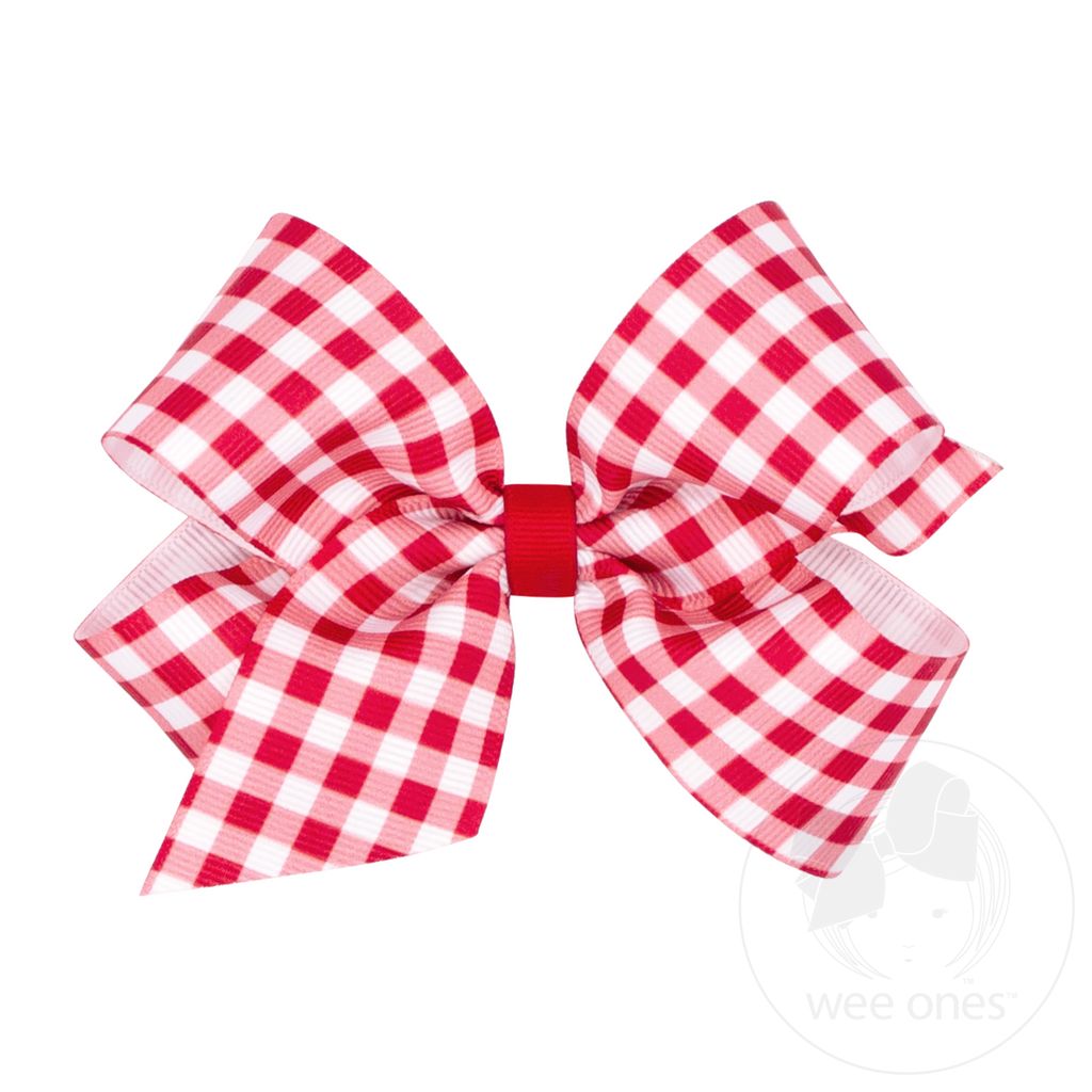 MED GINGHAM PRINT HAIR BOW