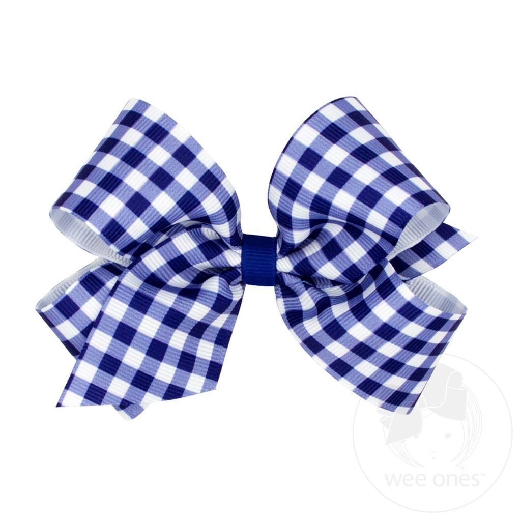 MED GINGHAM PRINT HAIR BOW