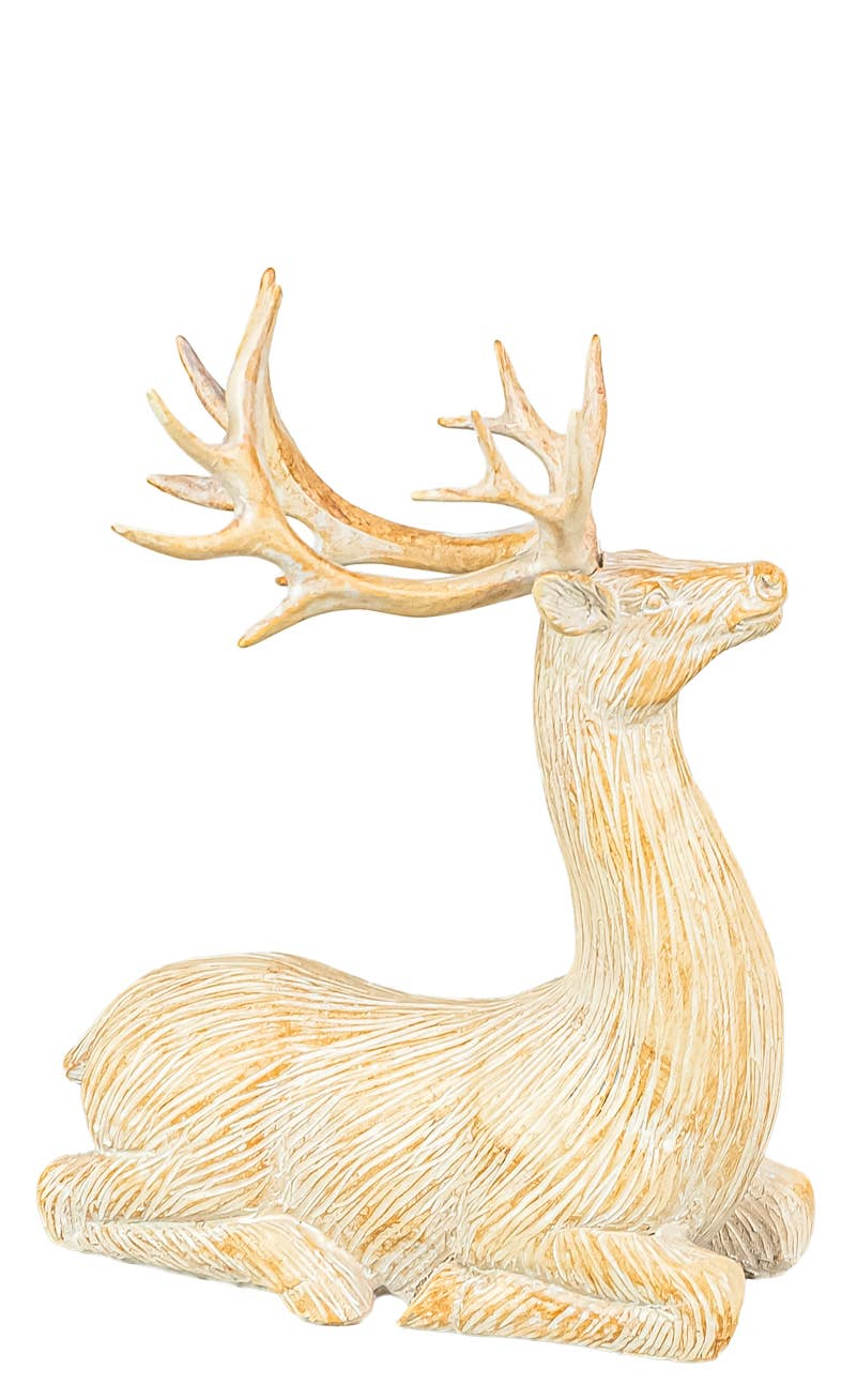 Simple Ecru Christmas Reindeer Figurine