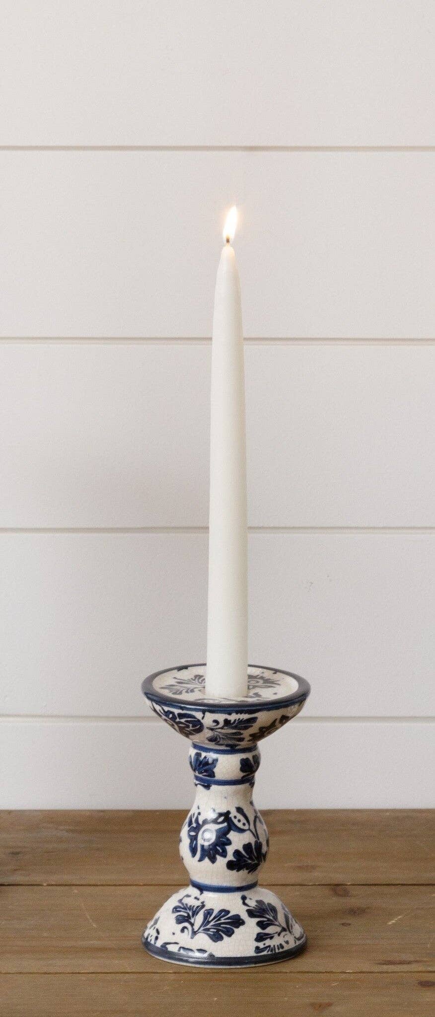 Taper/Pillar Candle Holder - Blue Floral, Sm