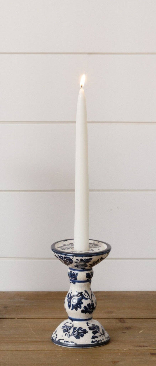Taper/Pillar Candle Holder - Blue Floral, Sm