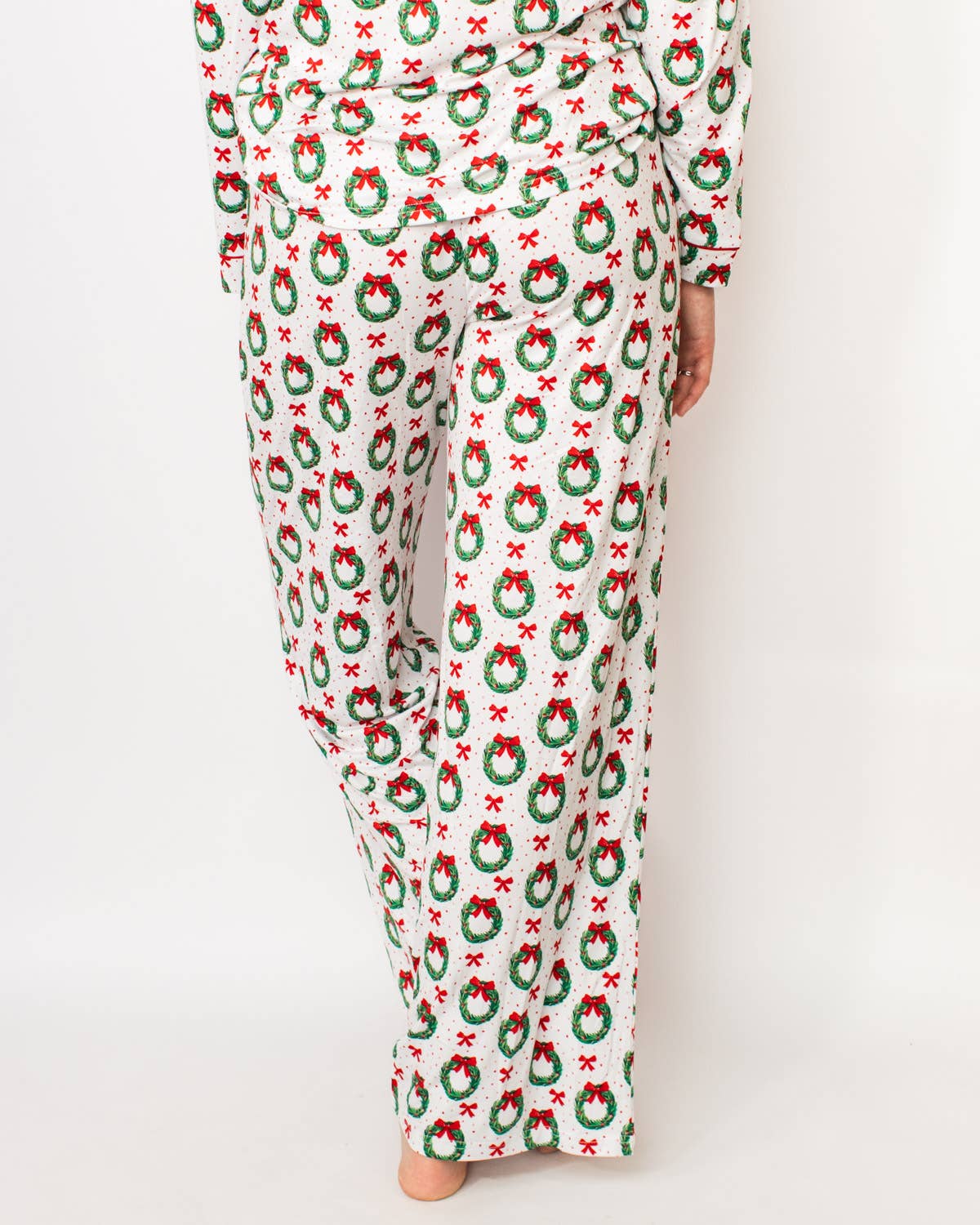 Clara Wreath Sleep Pants   White/Red/Green
