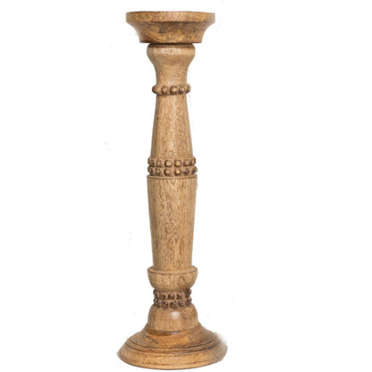 Natural Beaded Candle Stick | Large