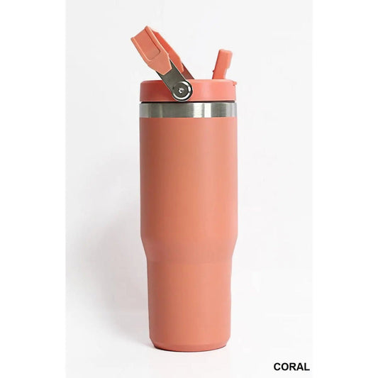 30 oz Stainless Steel Flip Straw Tumbler