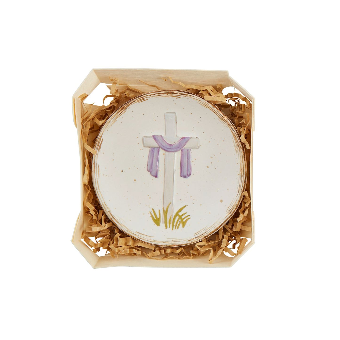 White Cross Boxed Trinket Dish