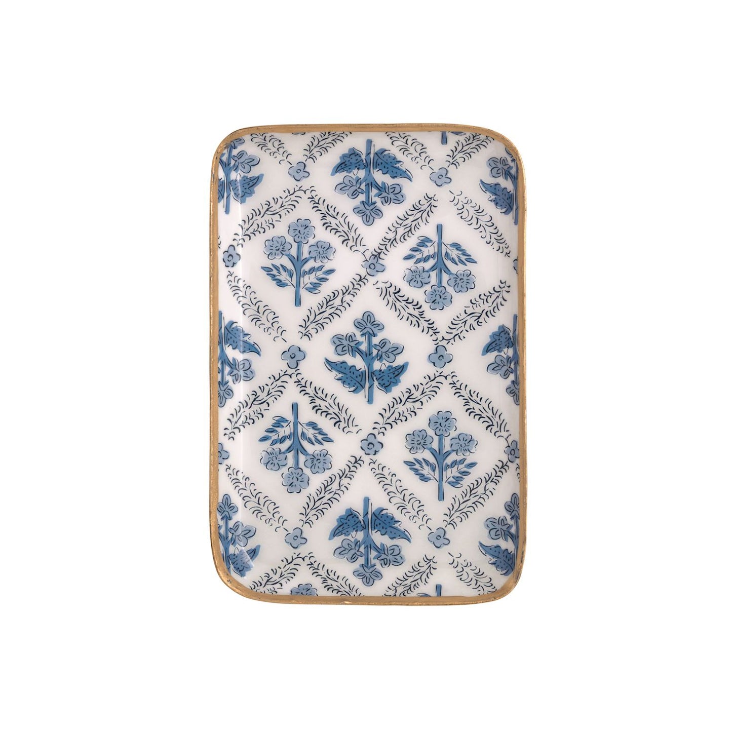 Vine Floral Blue Trinket Tray