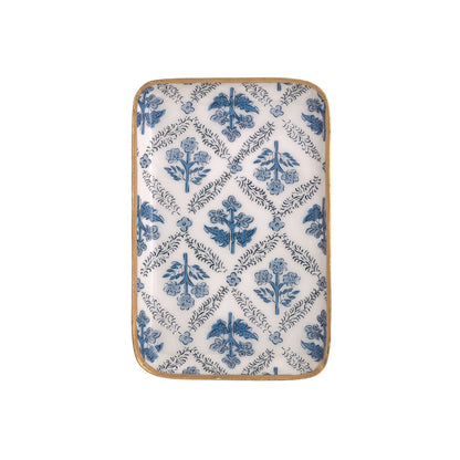 Vine Floral Blue Trinket Tray