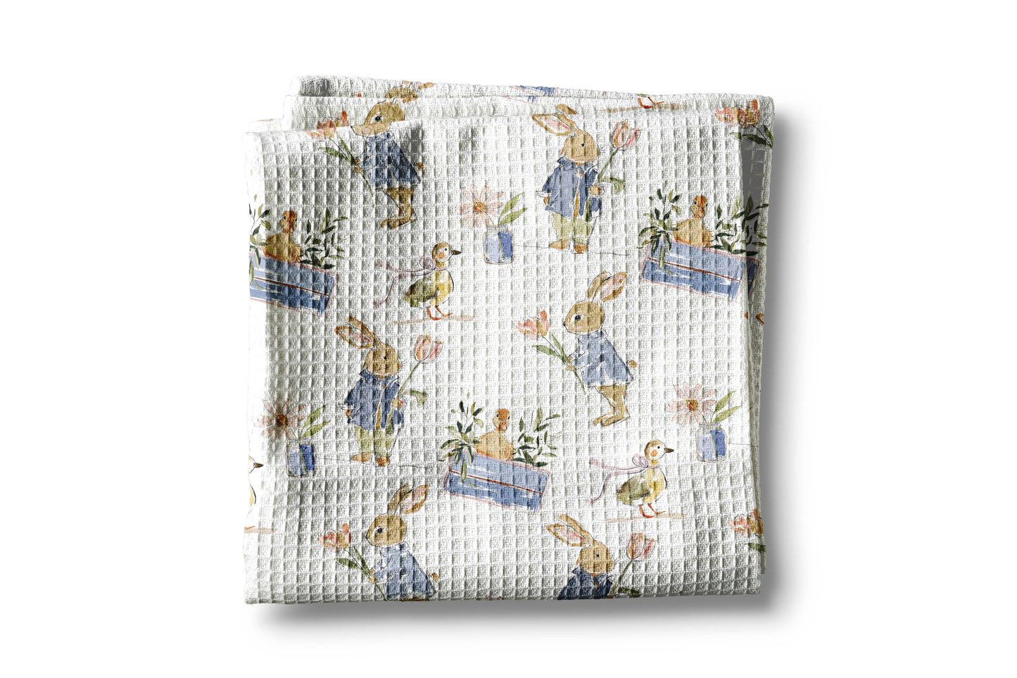 Easter Bunny Duck Spring Egg Kitchen Towel Waffle Preppy