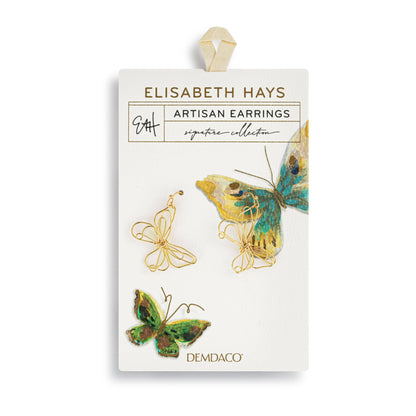 Butterfly Open Charm Gold Earrings - 29x22mm