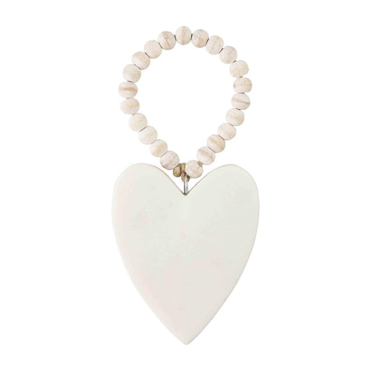 Ornament Heart Marble Wht