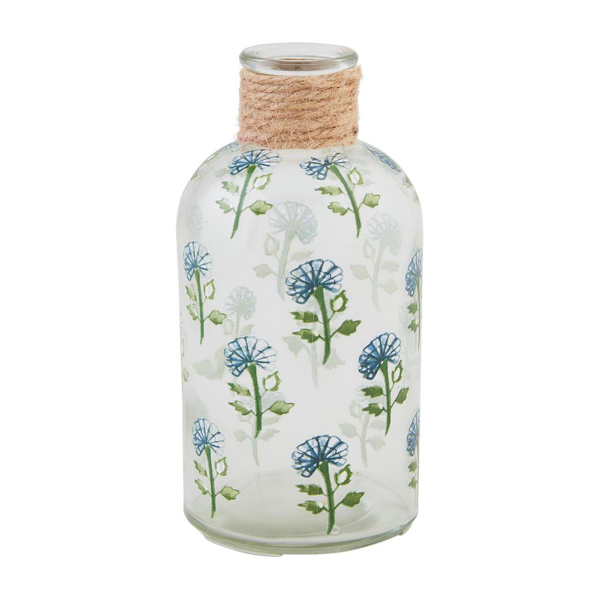 Green Floral Glass Vase