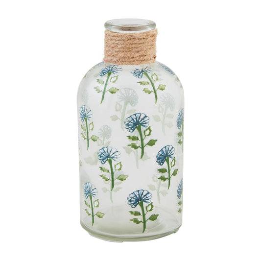 Green Floral Glass Vase