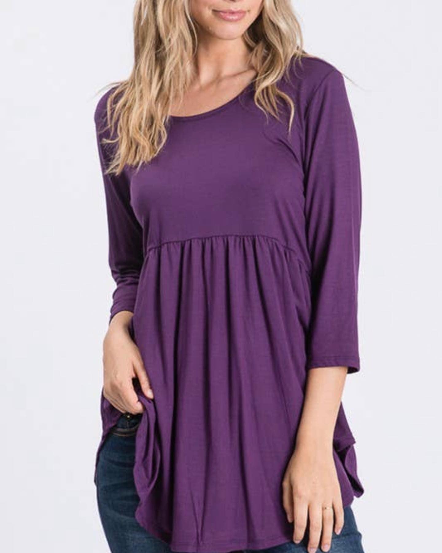 Plus Long Sleeve Top Eggplant