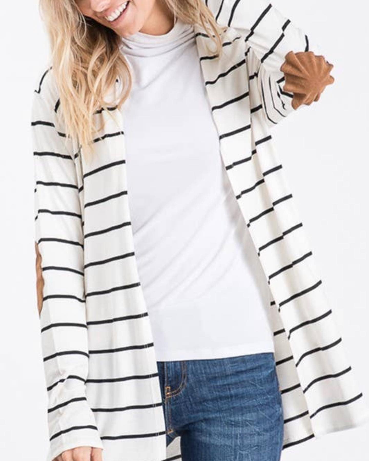 Plus Open Cardigan Black and White