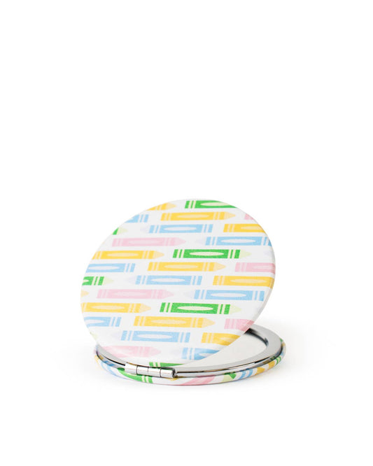 Back to School Pocket Mirror   White/Multi   2.75"