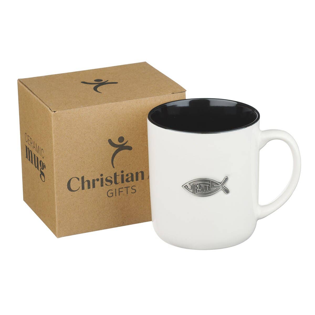 Mug White/Black Jesus Badge Matt. 28:19