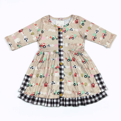 Farm Plaid Girls Dress