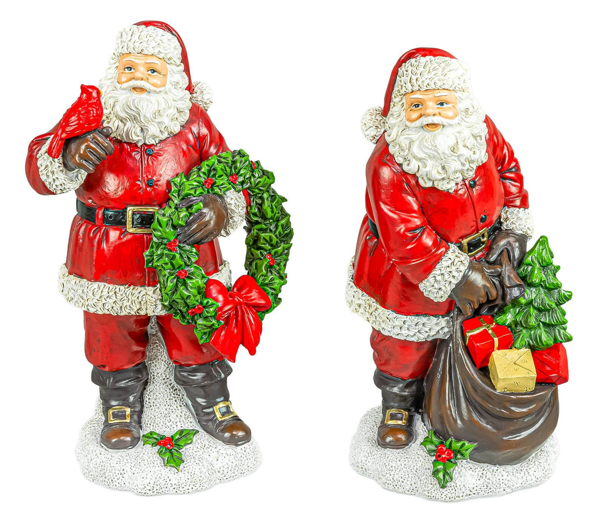Jolly Christmas Santa Wreath Figurine