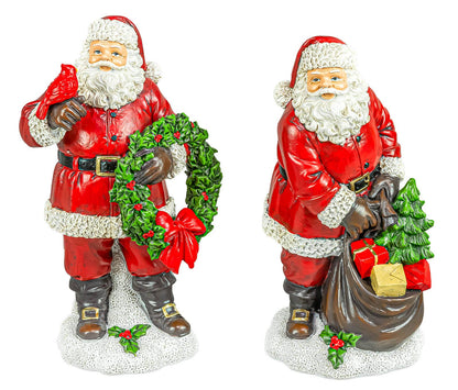 Jolly Christmas Santa Wreath Figurine