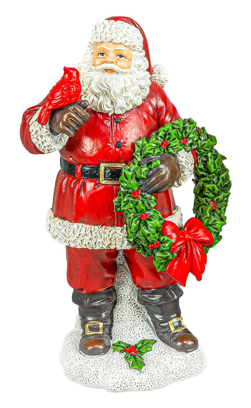 Jolly Christmas Santa Wreath Figurine
