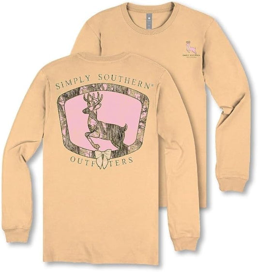T-Shirt | Long Sleeve | Camo Deer | Bisque