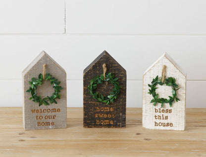 Block Houses With Wreaths