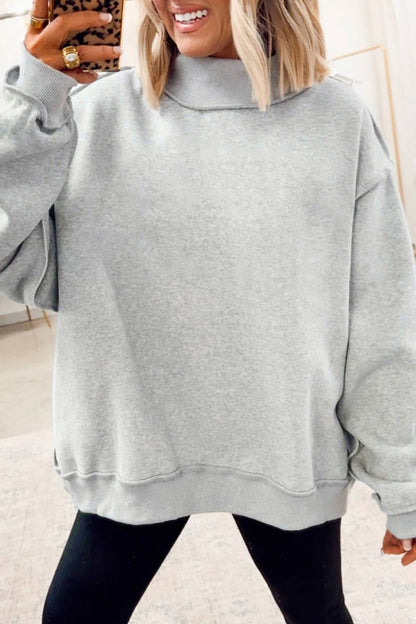 Oversize Reversible Mock Neck Sweatshirt