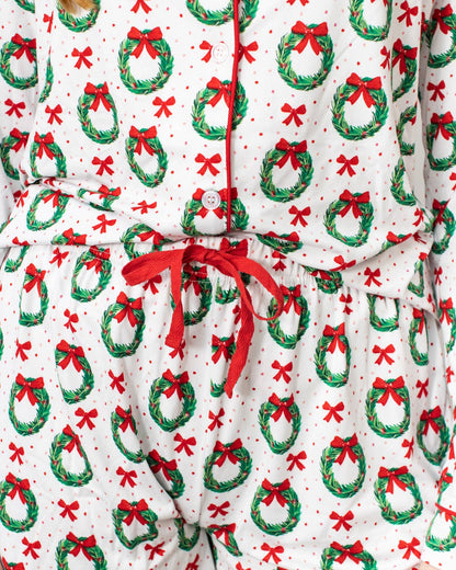 Clara Wreath Sleep Pants   White/Red/Green