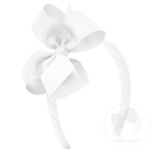 Medium Classic Grosgrain Girls Hair Bow on Headband