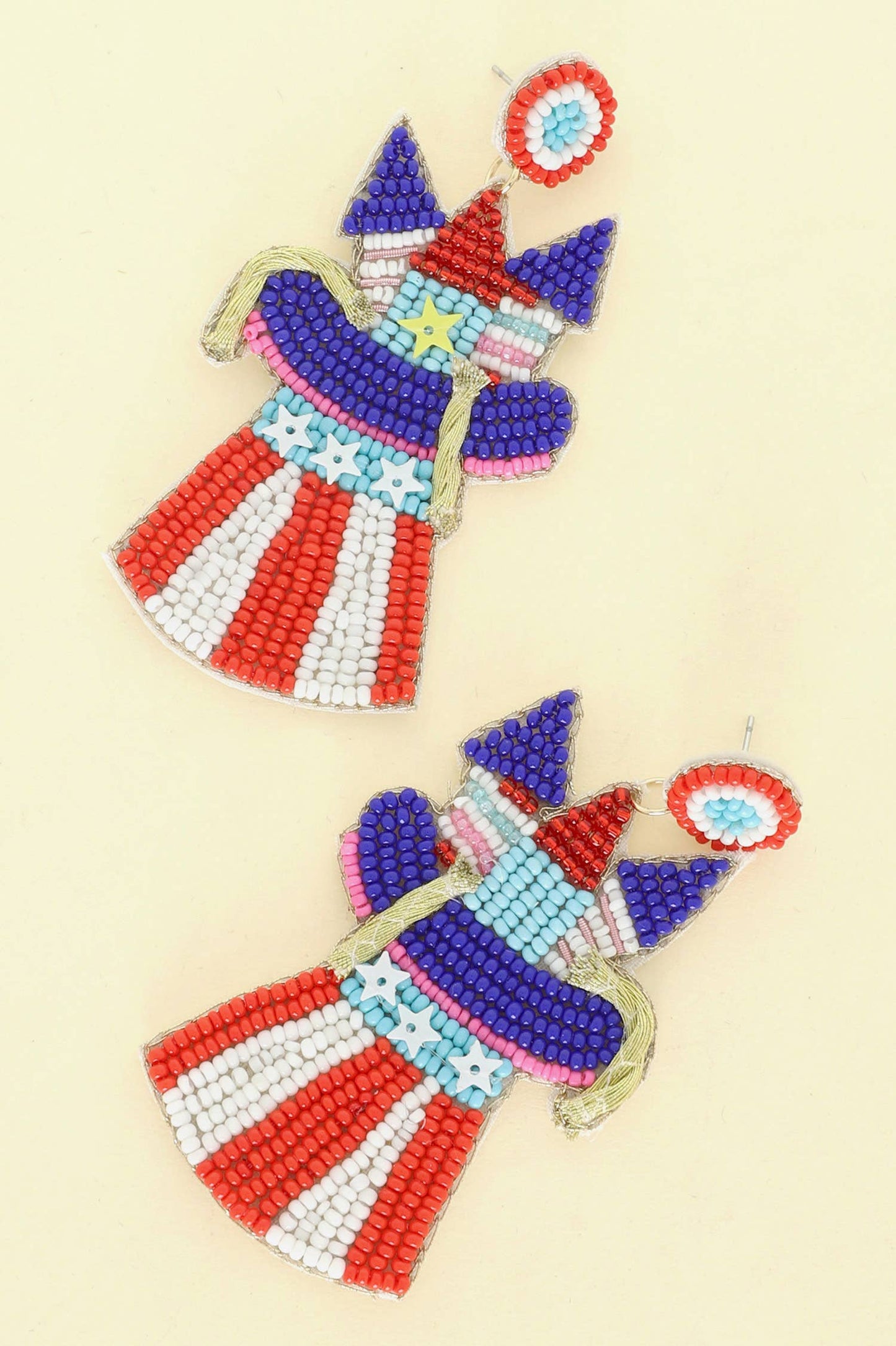 Fireworks Uncle Sam Top Hat Beaded Earrings