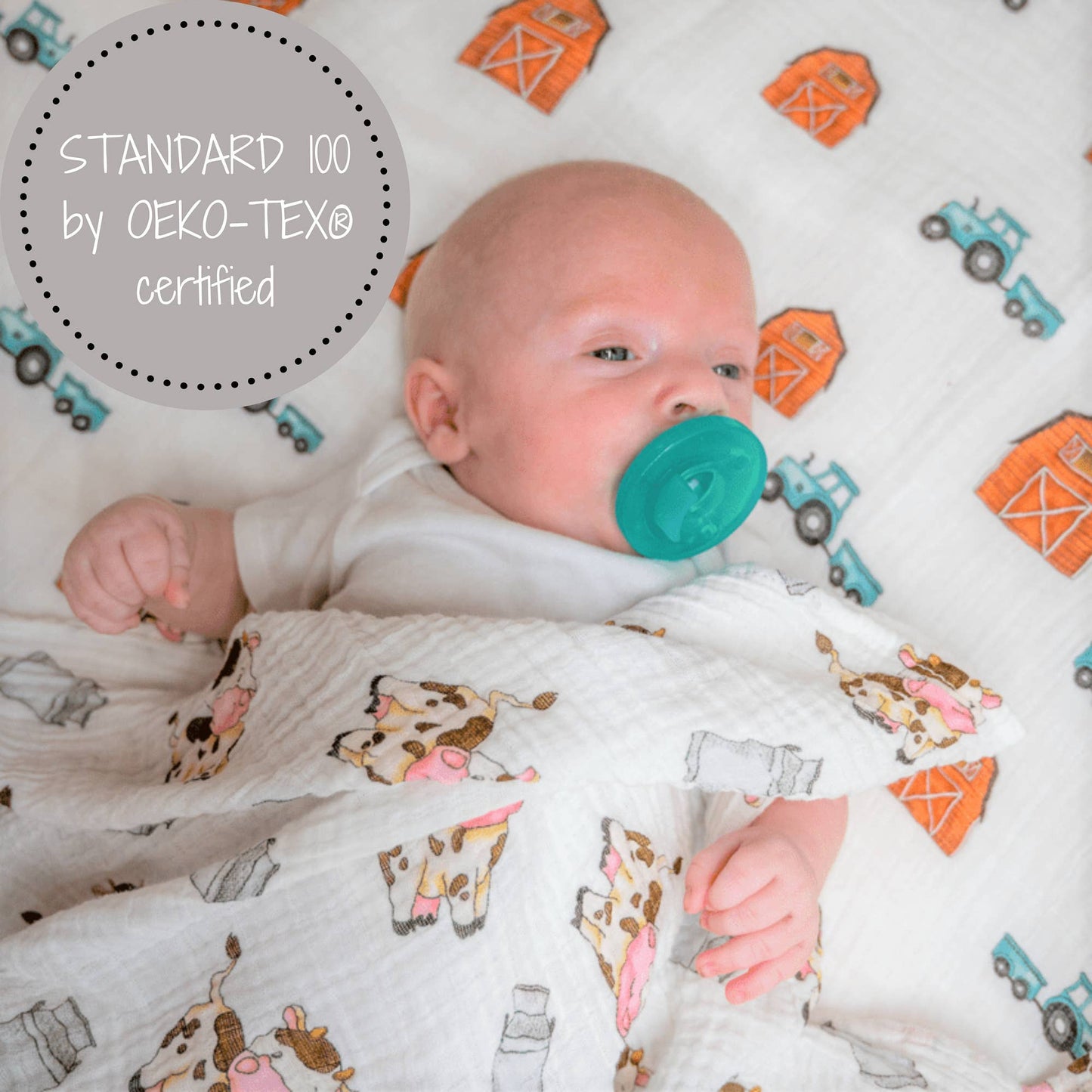 The Cow Goes MOO Baby Muslin Swaddle Blanket