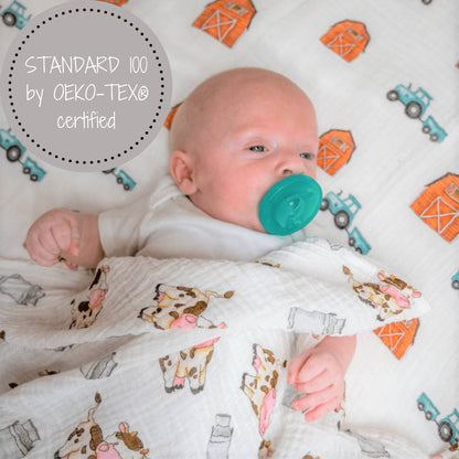 The Cow Goes MOO Baby Muslin Swaddle Blanket