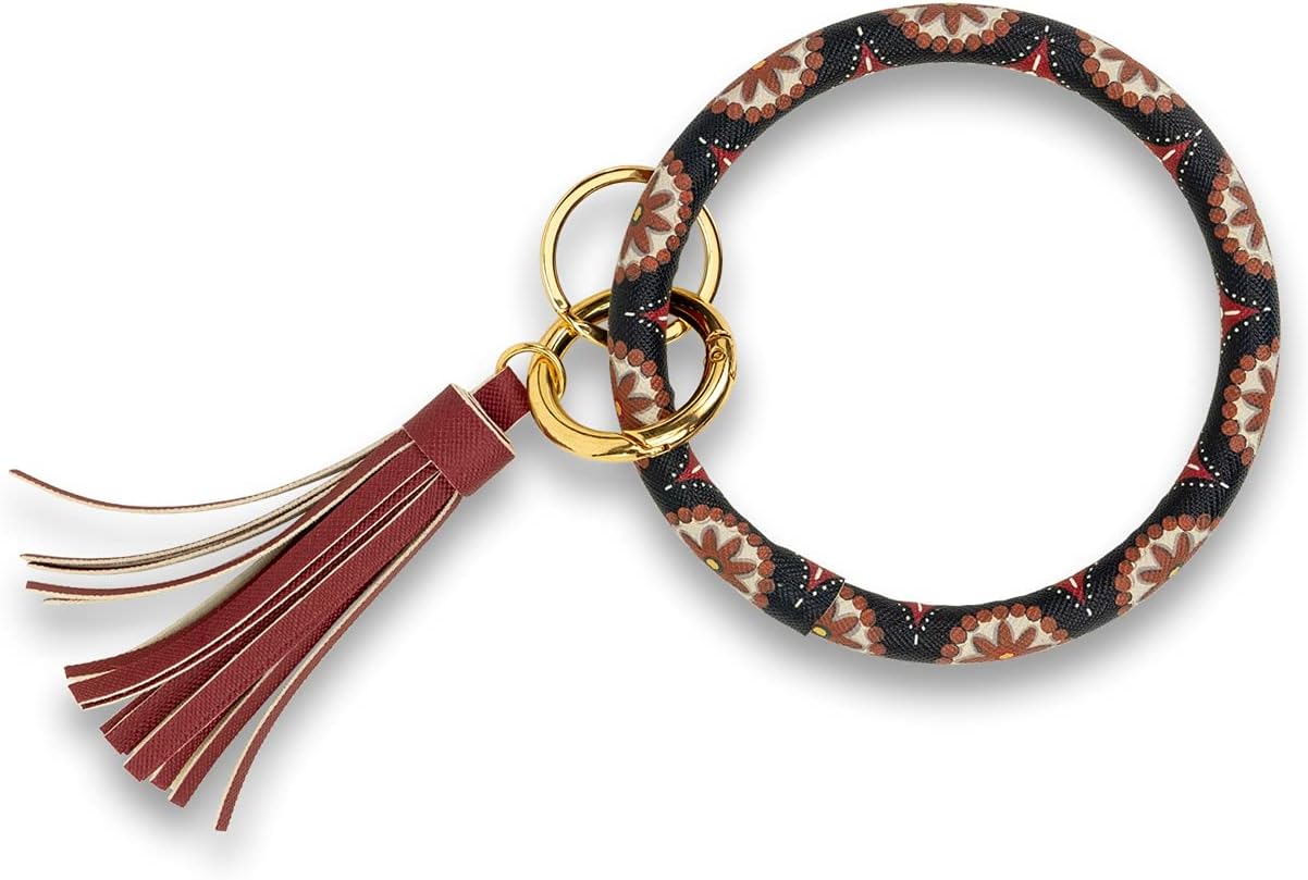 Bella Caroline Wristlet Keychain Bangle Bracelet, 4.5-Inches, Boho Pinwheel