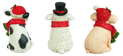 Holly Jolly Christmas Farm Critter 5" Sitter