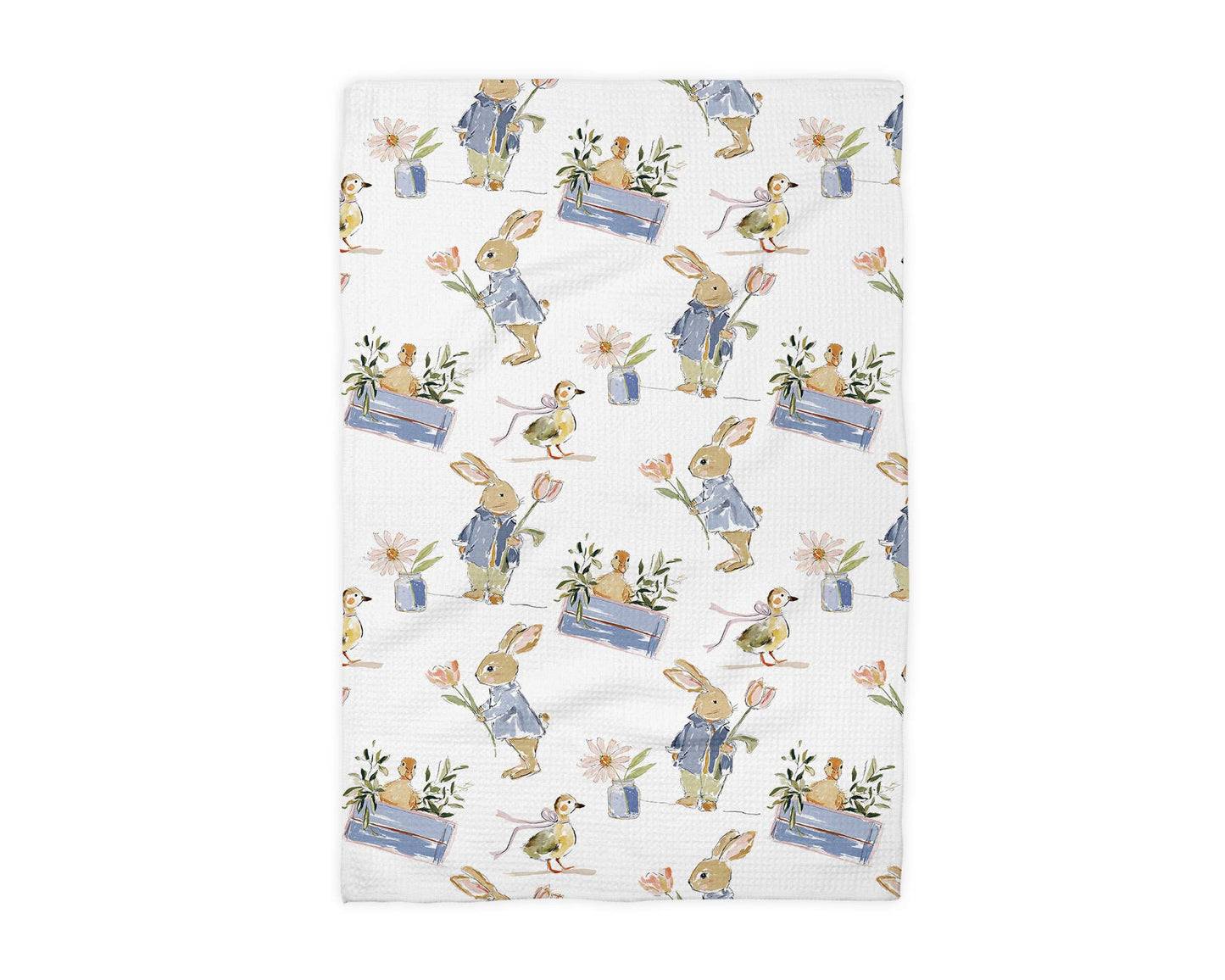 Easter Bunny Duck Spring Egg Kitchen Towel Waffle Preppy
