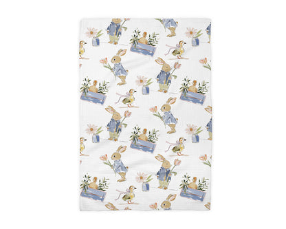 Easter Bunny Duck Spring Egg Kitchen Towel Waffle Preppy