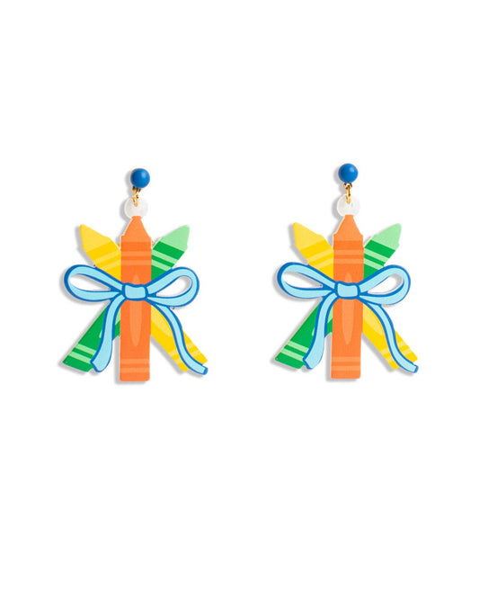 Crayon Acrylic Earrings   Multi   2"