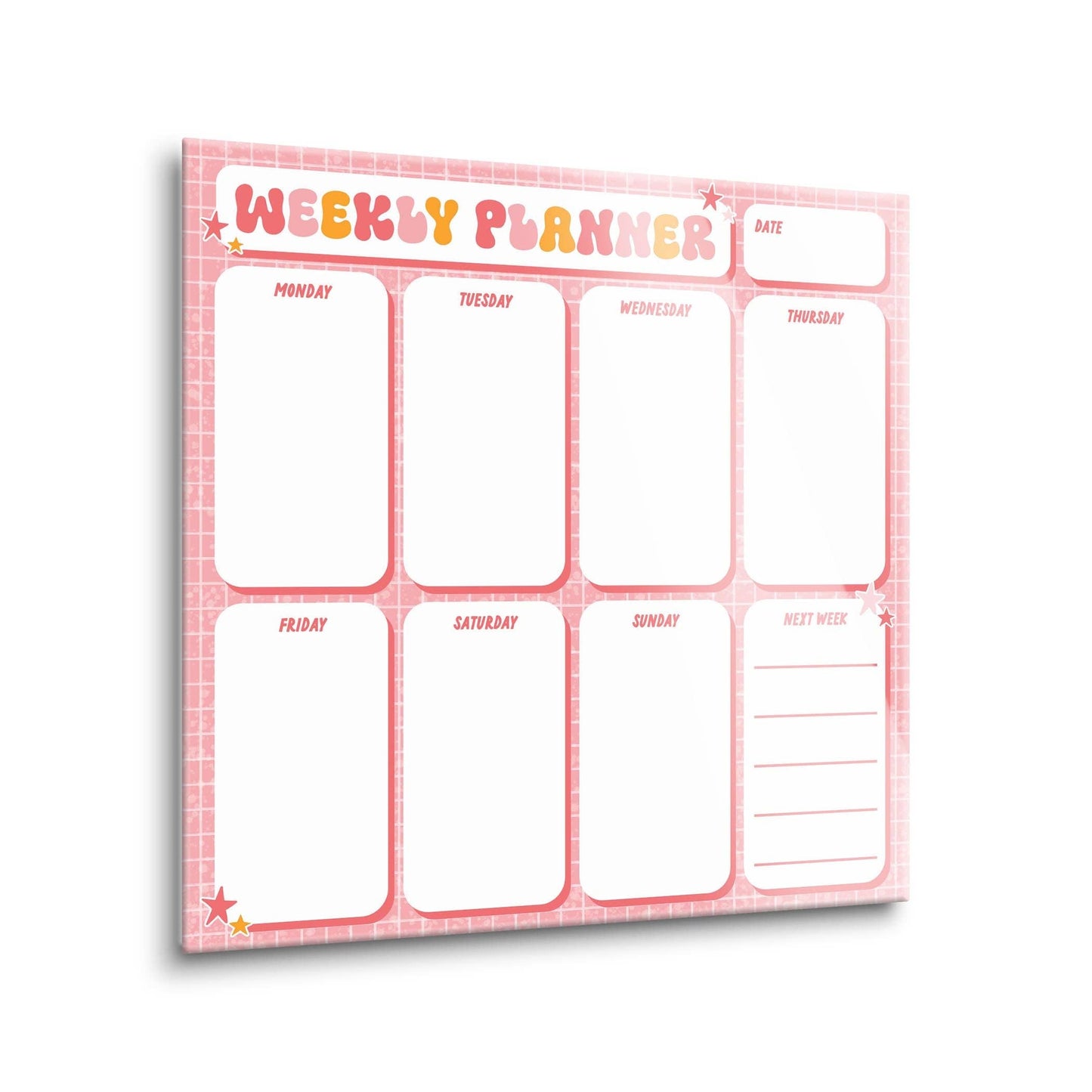 Happy Plans, Weekly Planner, Dry Erase Glass Marker Board