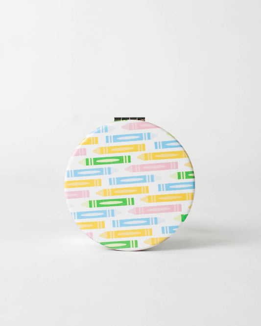 Back to School Pocket Mirror   White/Multi   2.75"