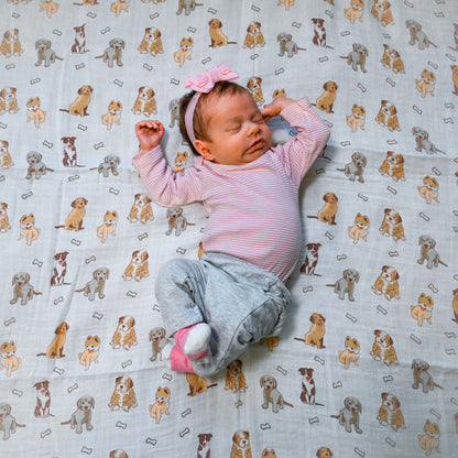 Woof Woof Baby Muslin Swaddle Blanket