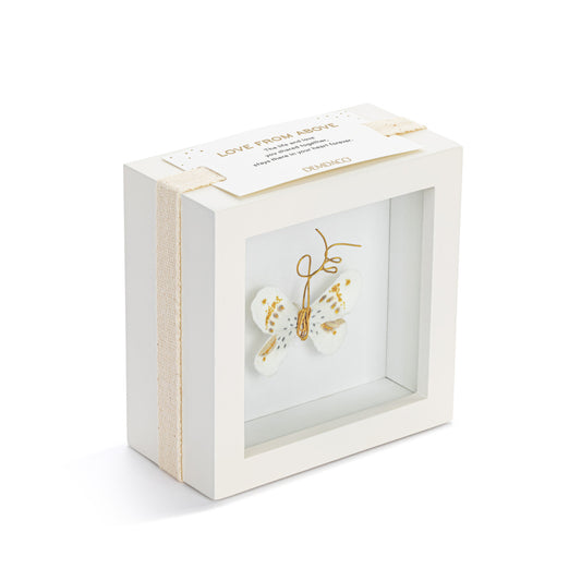 White Gold Butterfly Shadow Box